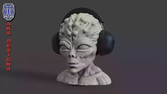 Alien headphone holder home decoration 3D print model