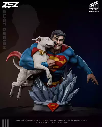 Superman and Krypto Bust - 3D digital STL file