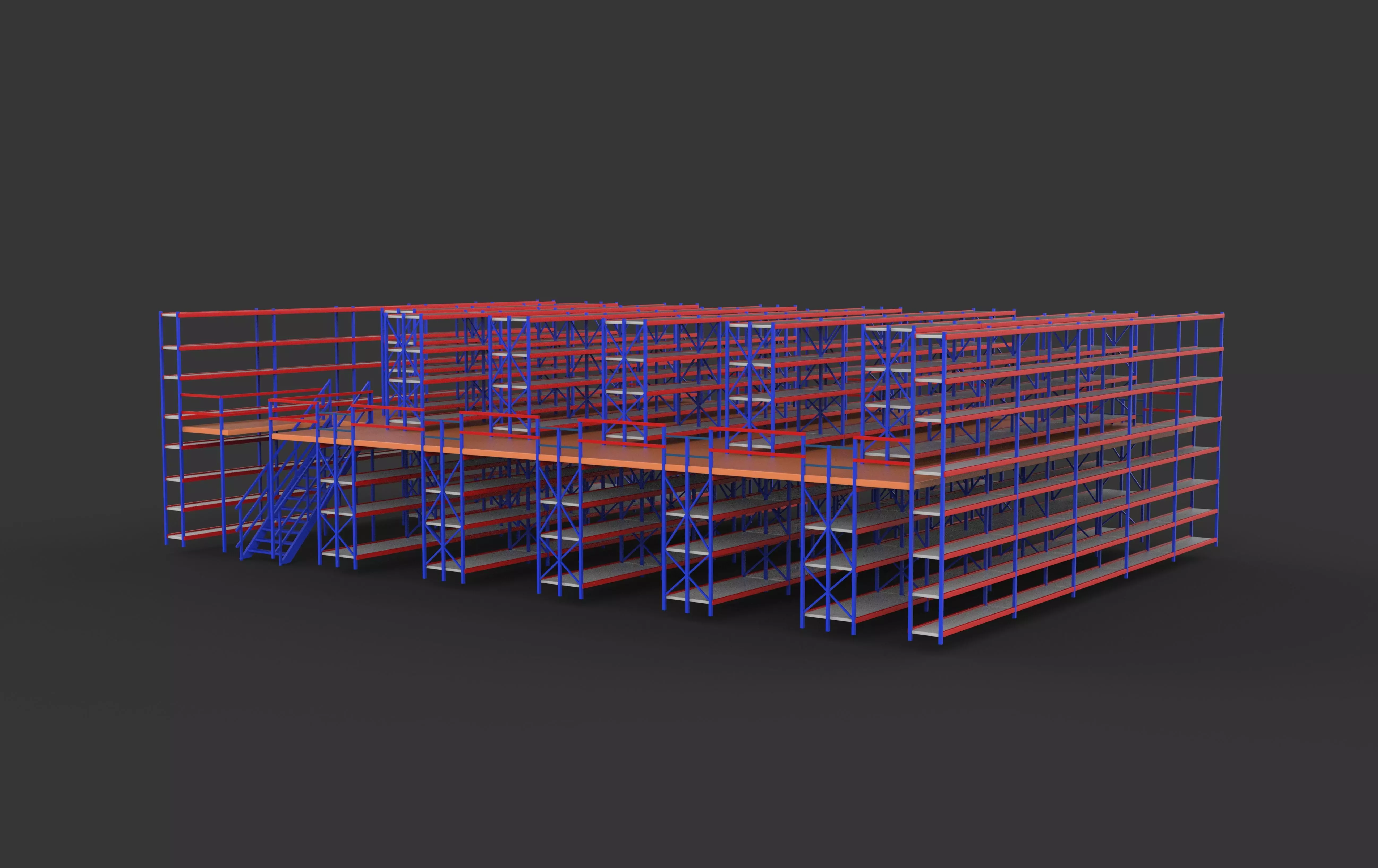 Ware House Racking System 3D model_11