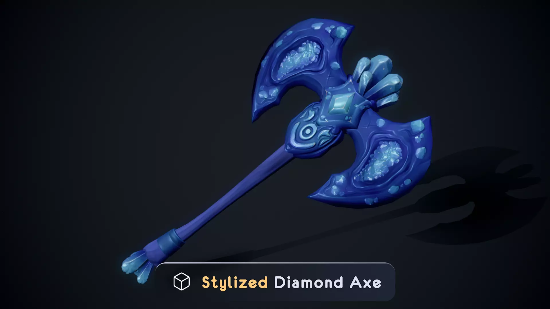 Stylized Diamond Axe Low Poly PBR Game Ready Low-poly 3D model