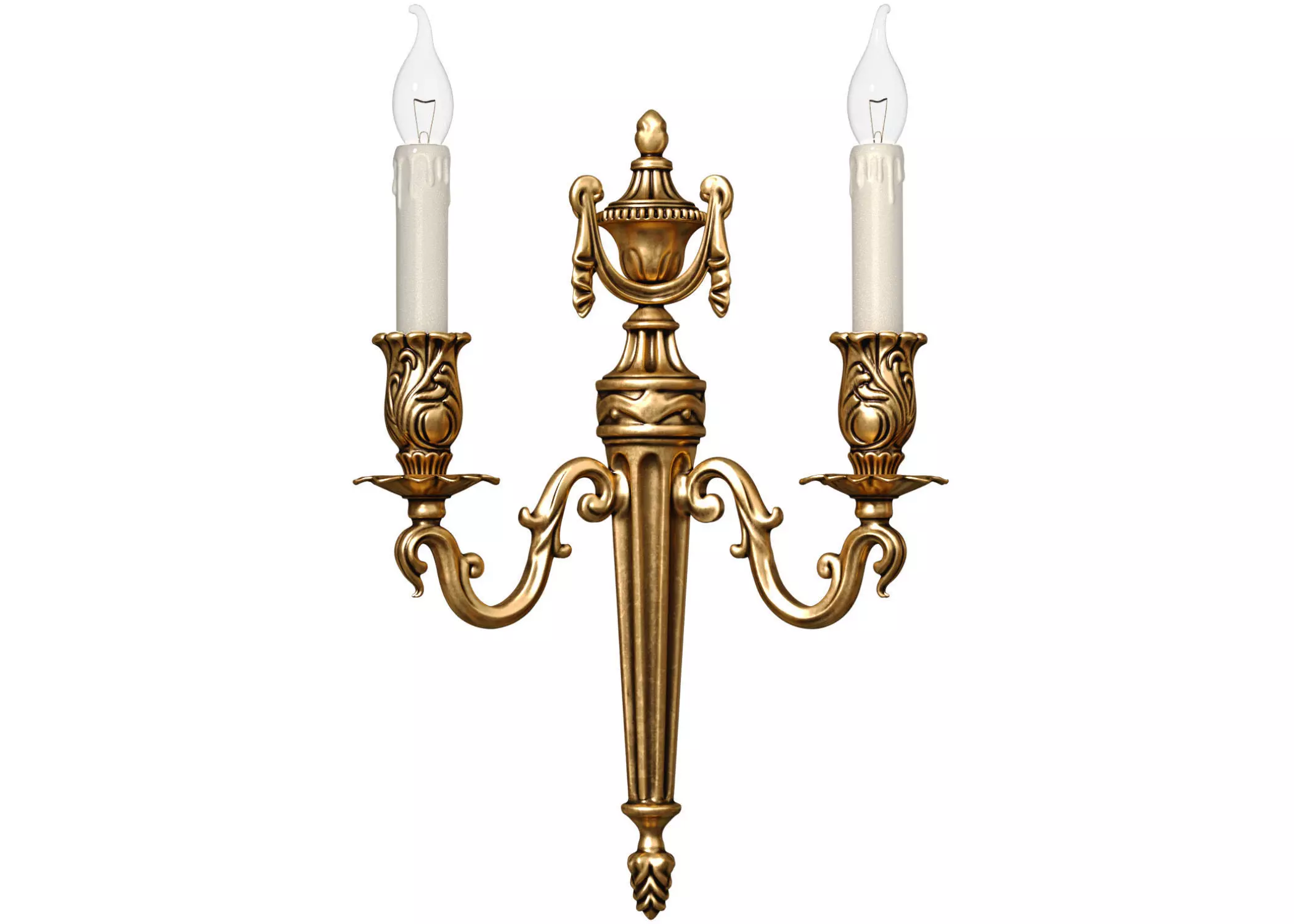 Gold Antique sconce Light in classic style Wall lamp candlestick 3D model_0