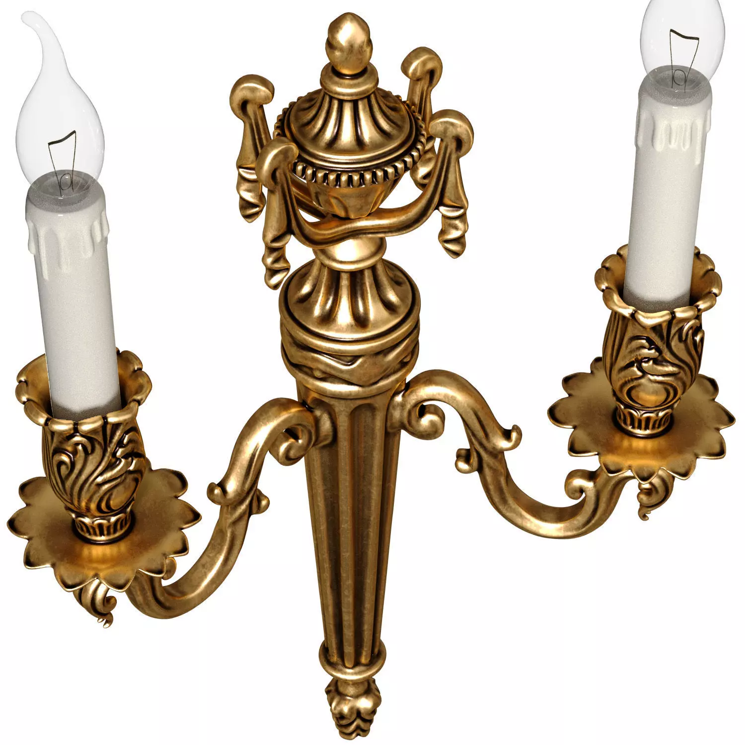 Gold Antique sconce Light in classic style Wall lamp candlestick 3D model_2