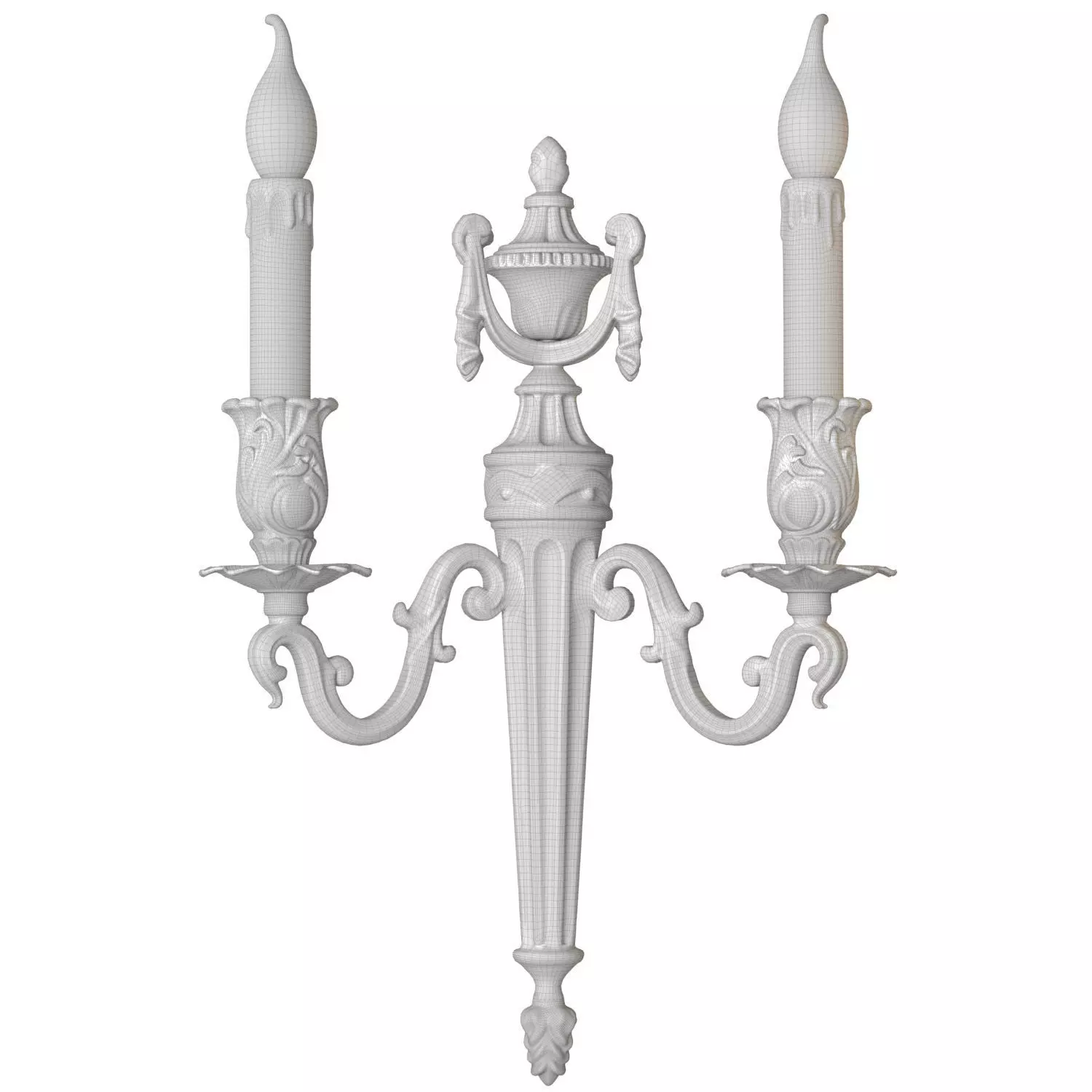 Gold Antique sconce Light in classic style Wall lamp candlestick 3D model_4