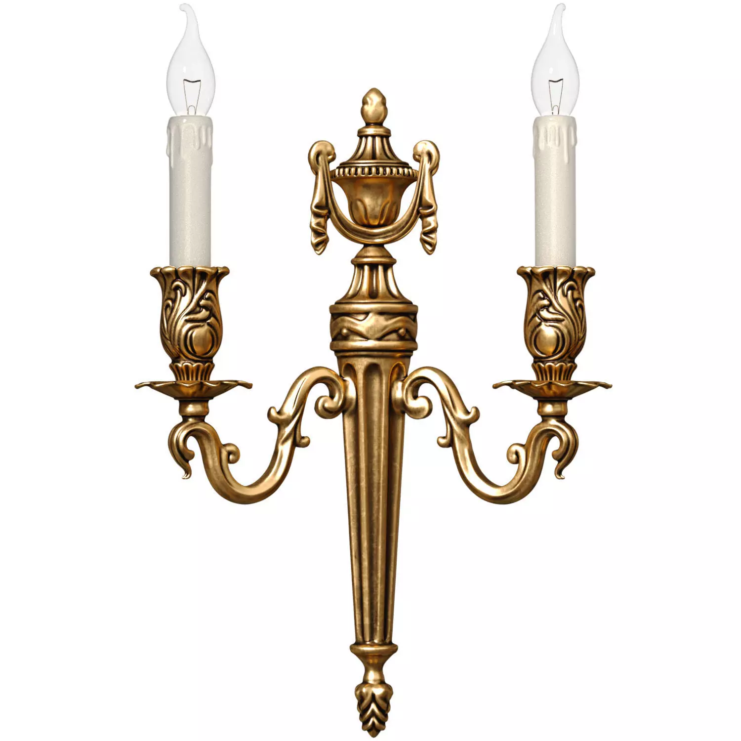 Gold Antique sconce Light in classic style Wall lamp candlestick 3D model_1
