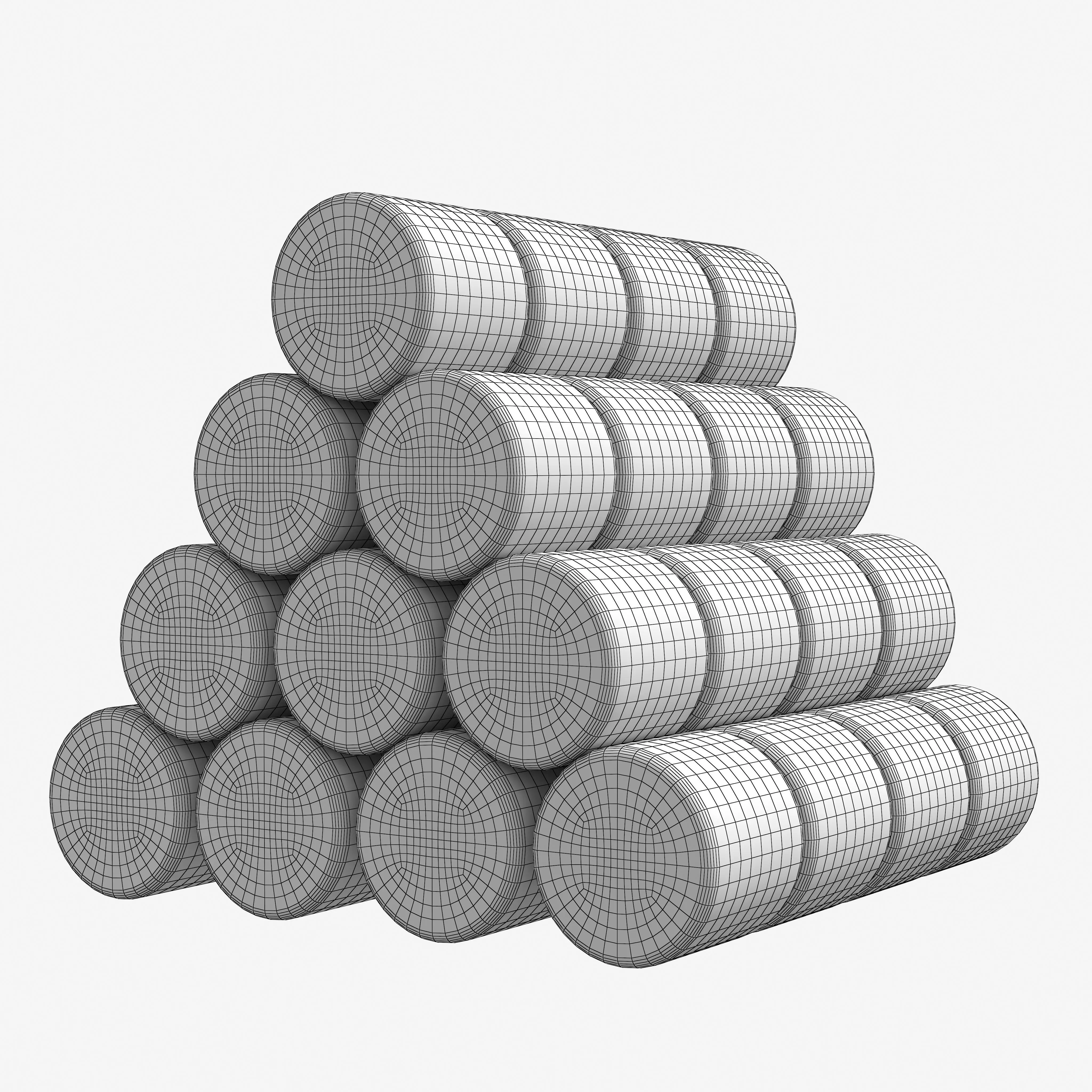 Realistic Roll bale of straw Low-poly 3D model_17