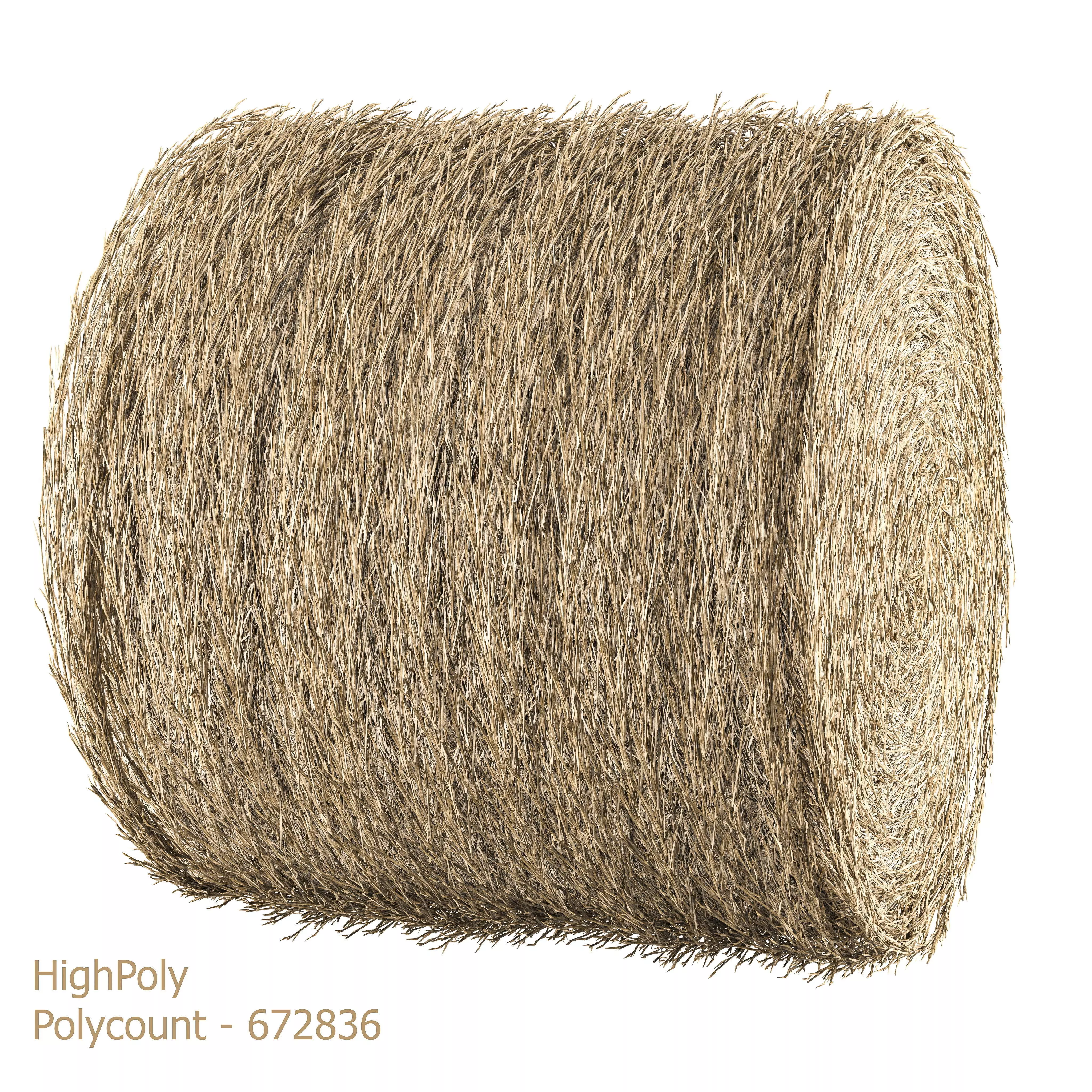 Realistic Roll bale of straw Low-poly 3D model_1