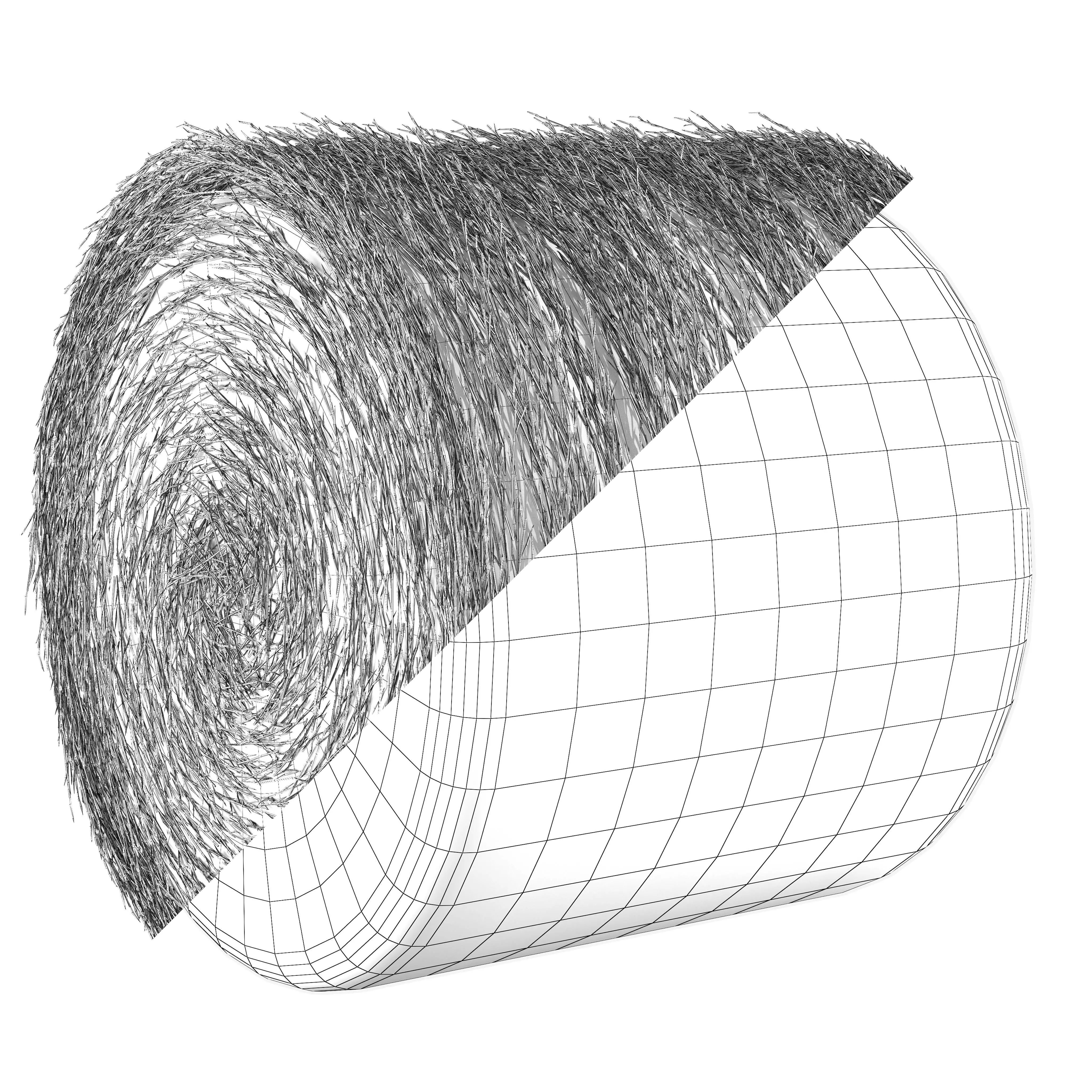 Realistic Roll bale of straw Low-poly 3D model_12