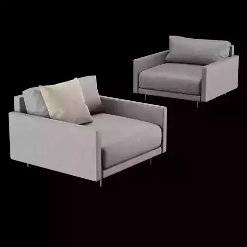 Modern leather chair with pillow 3D model