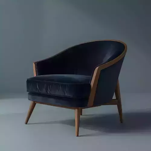 Royal Elegance Armchair Modern Velvet and Walnut Frame