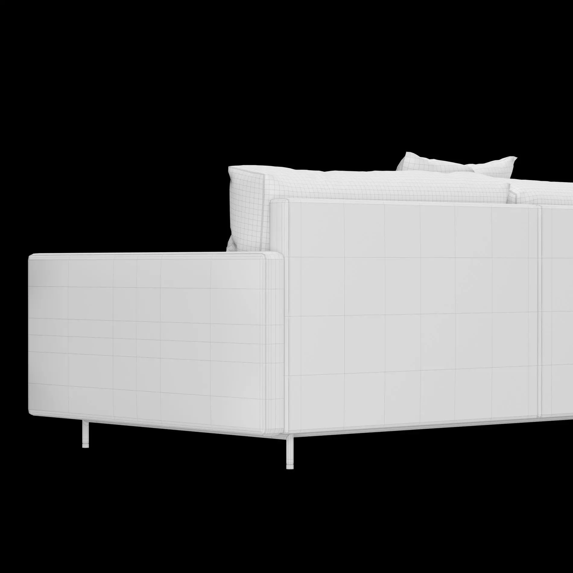 Modern 3 seat fabric sofa with pillow 3D model_16