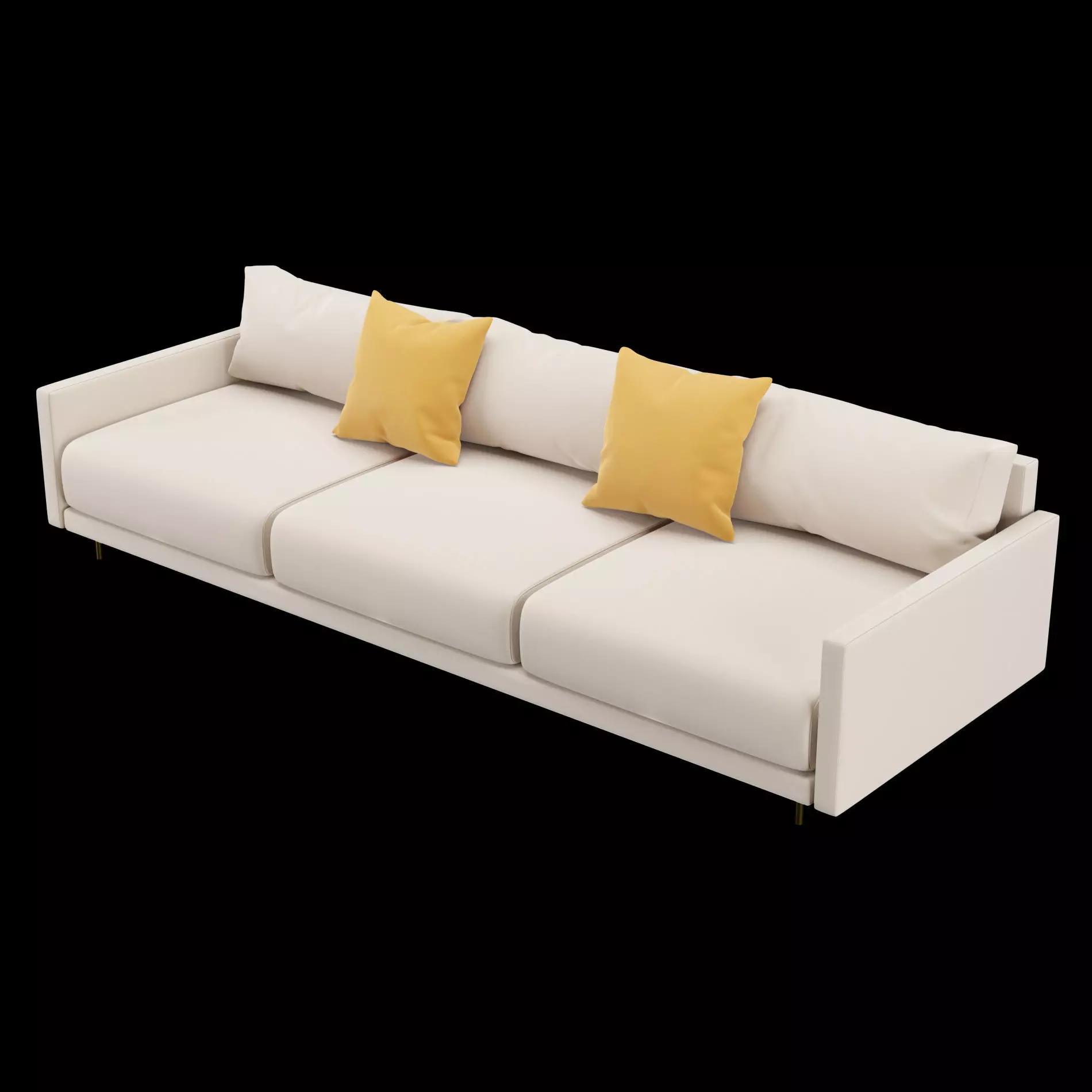 Modern 3 seat fabric sofa with pillow 3D model_5