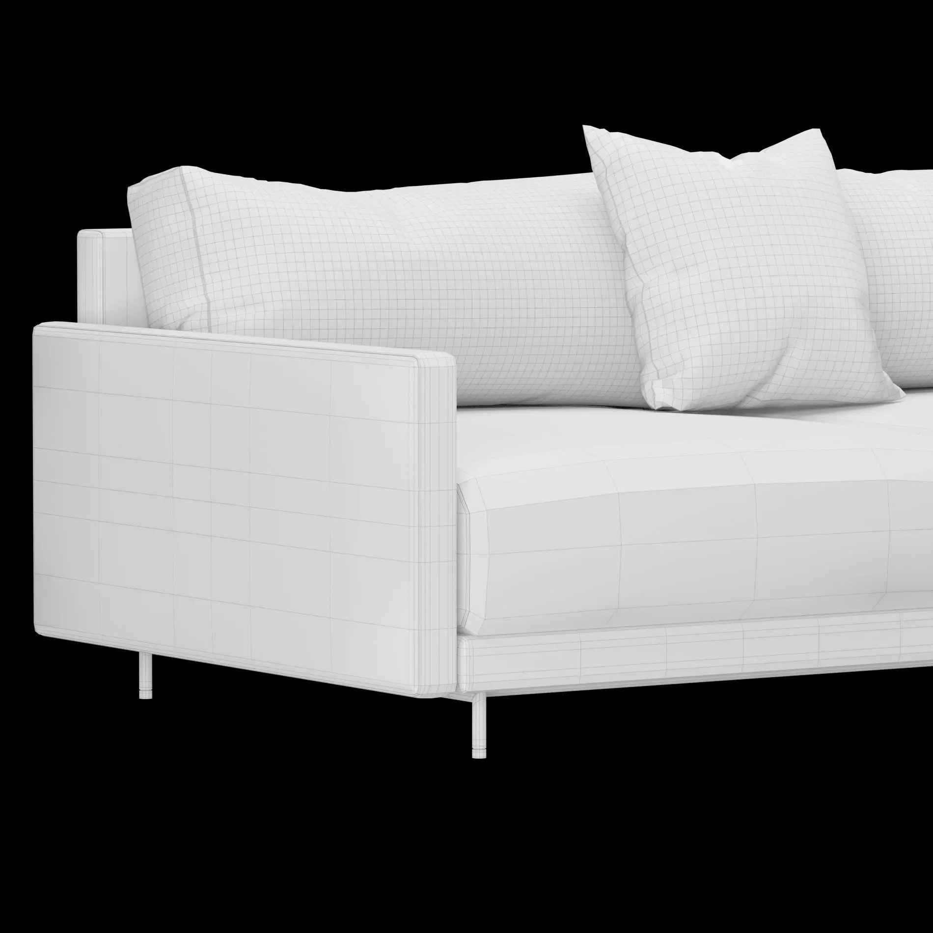 Modern 3 seat fabric sofa with pillow 3D model_10
