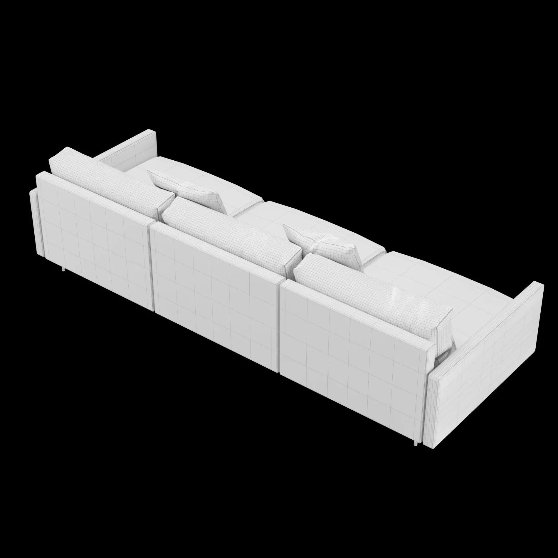 Modern 3 seat fabric sofa with pillow 3D model_14