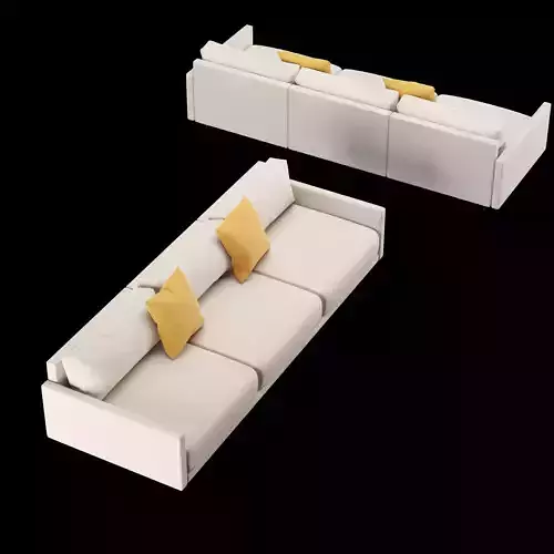 Modern 3 seat fabric sofa with pillow 3D model