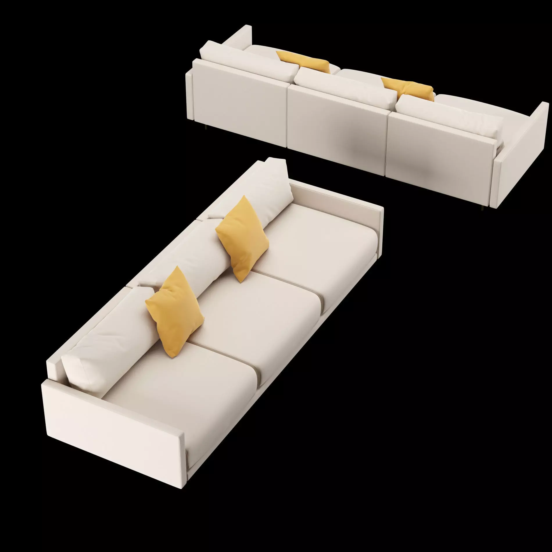 Modern 3 seat fabric sofa with pillow 3D model_0