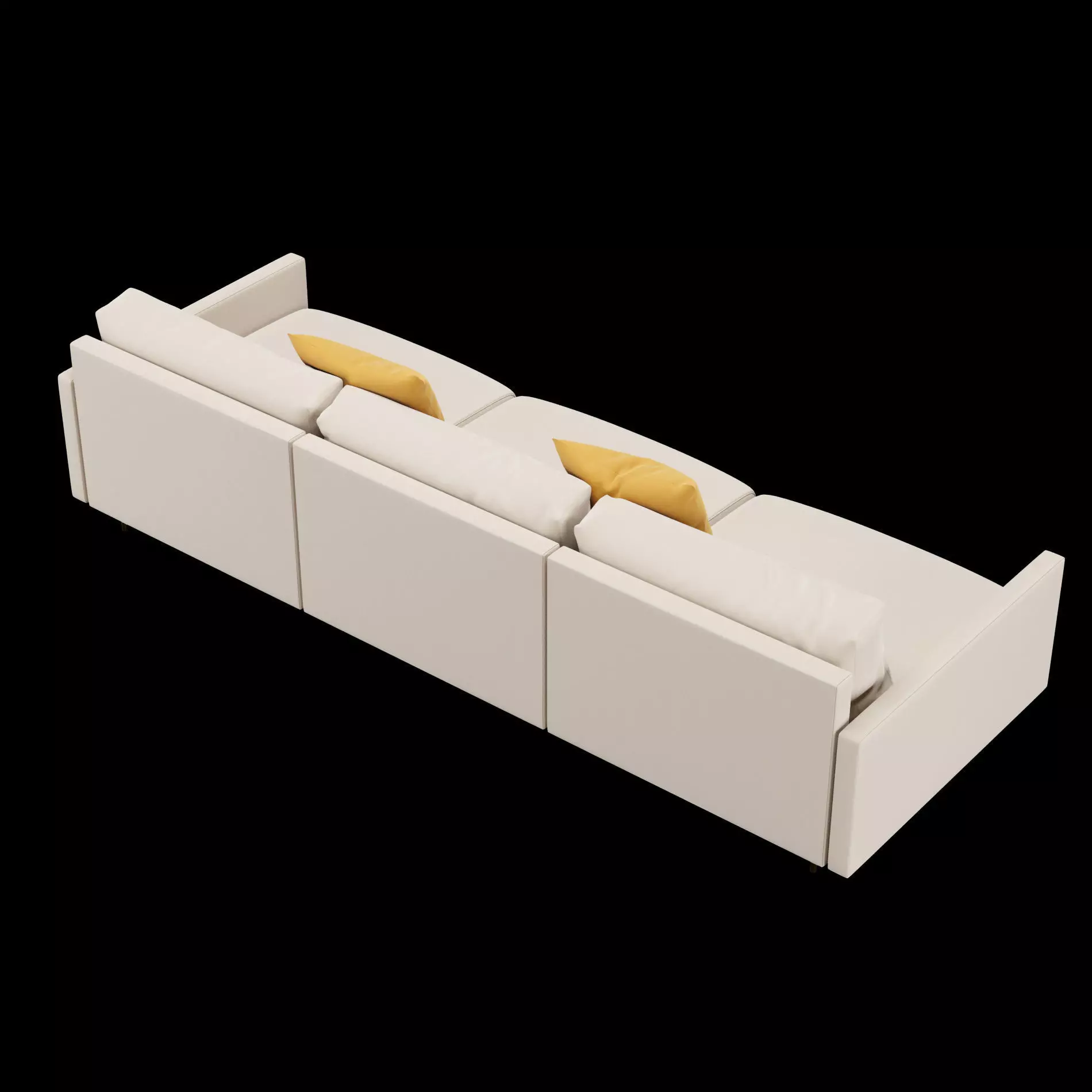 Modern 3 seat fabric sofa with pillow 3D model_13