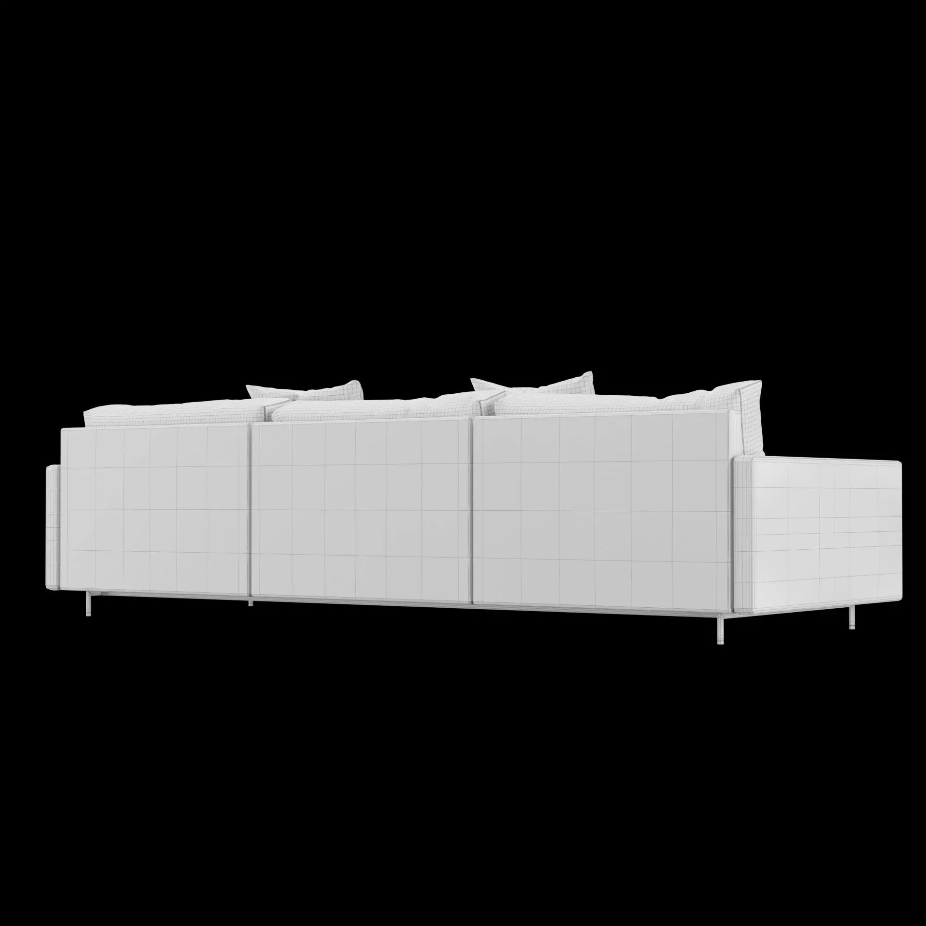 Modern 3 seat fabric sofa with pillow 3D model_12