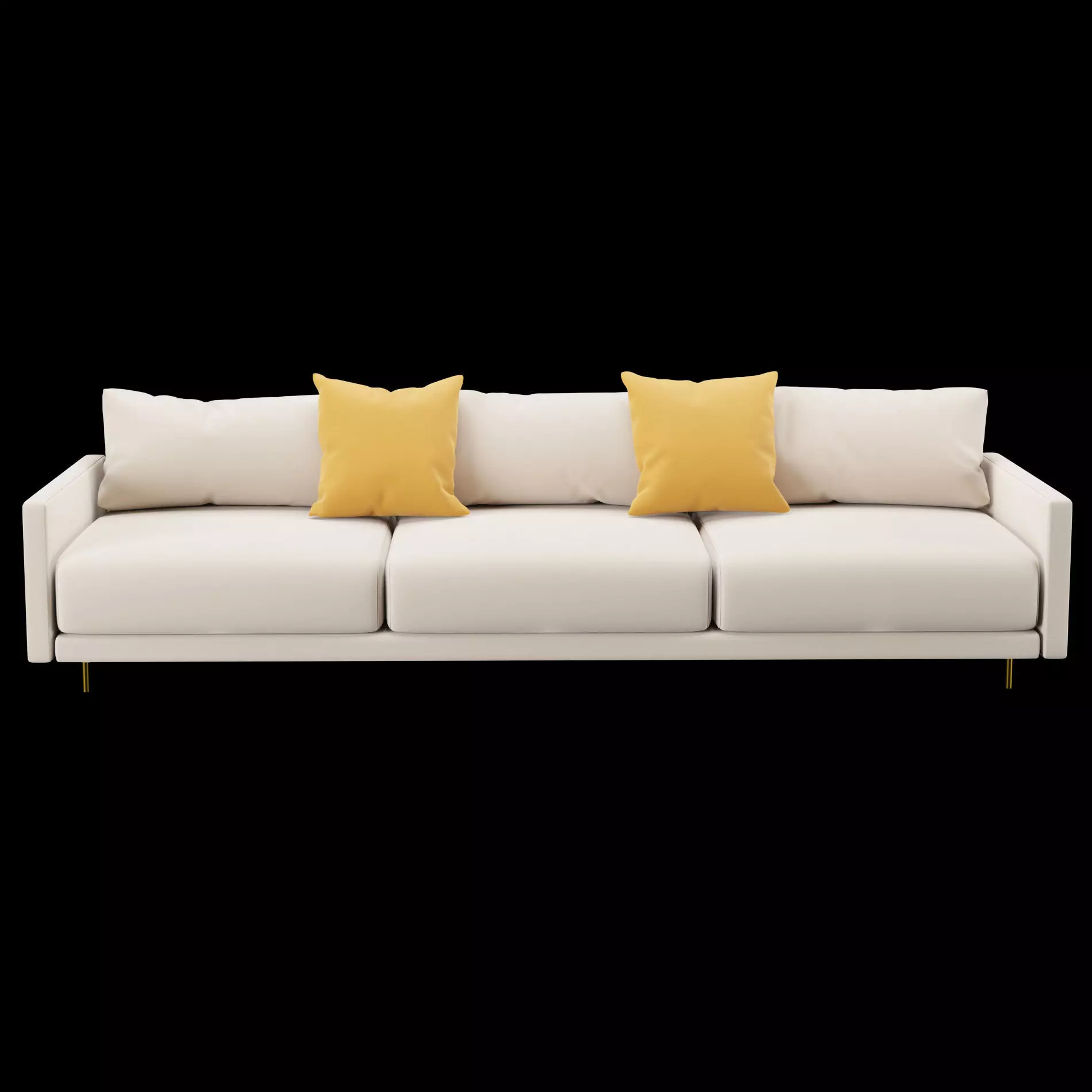 Modern 3 seat fabric sofa with pillow 3D model_7