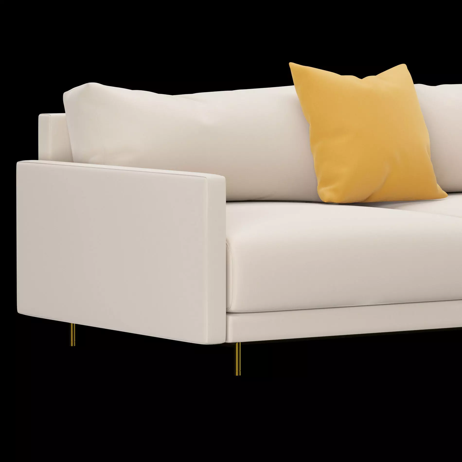Modern 3 seat fabric sofa with pillow 3D model_9