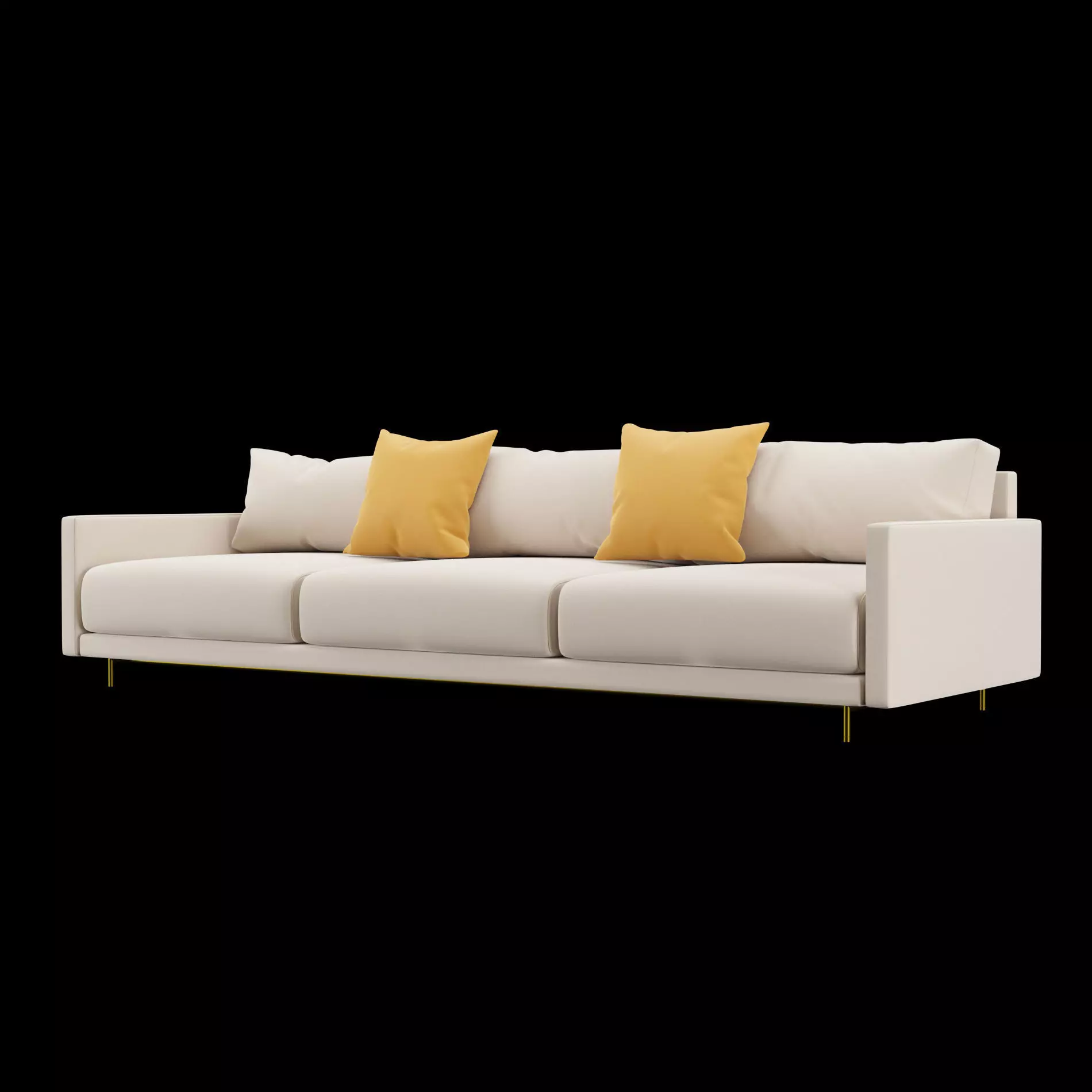 Modern 3 seat fabric sofa with pillow 3D model_3