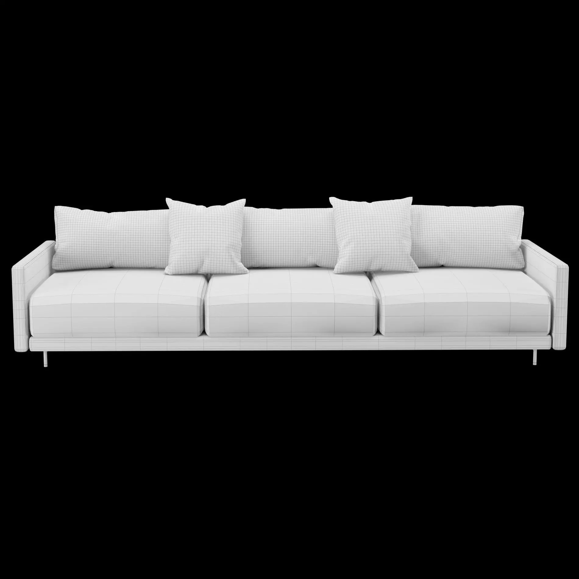 Modern 3 seat fabric sofa with pillow 3D model_8