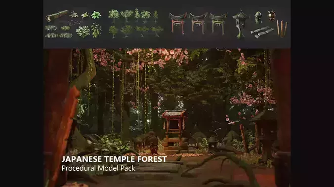 Japanese Temple Forest Lowpoly Model Pack - Japanese Forest Pack