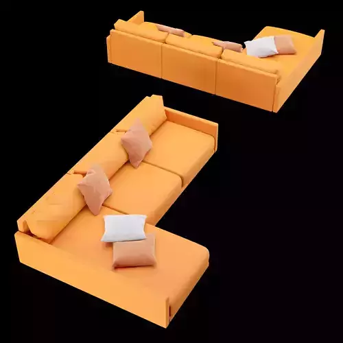 Modern angle sofa with pillow 3D model