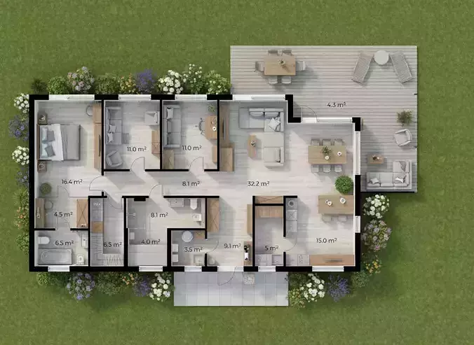 Modern Contemporary House  3D Model - 2 Versions 3D model 6