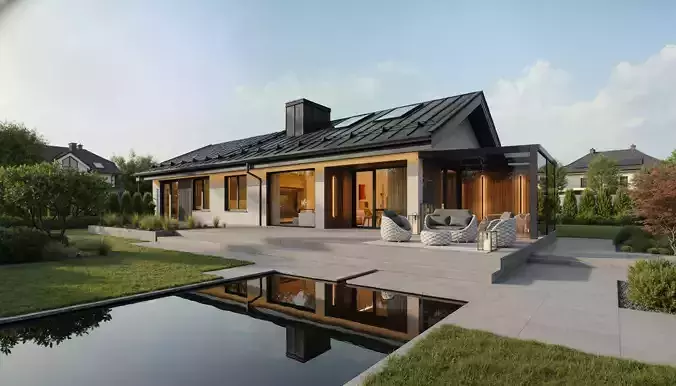 Modern Contemporary House  3D Model - 2 Versions