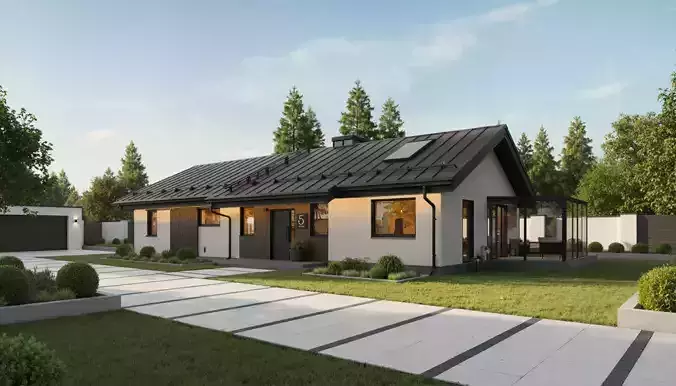 Modern Contemporary House  3D Model - 2 Versions 3D model 2