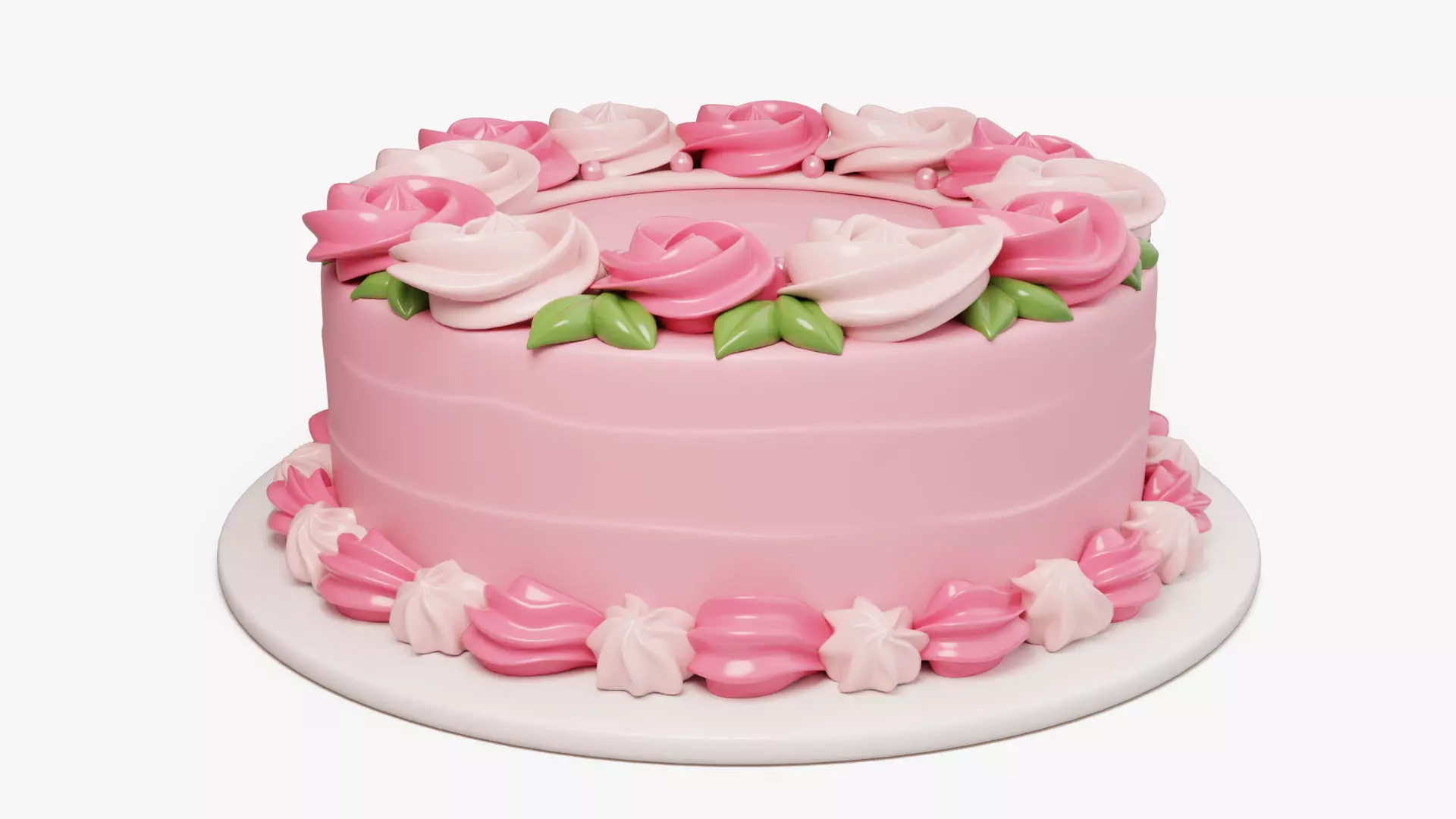 Flower Cake Set 3D model_3