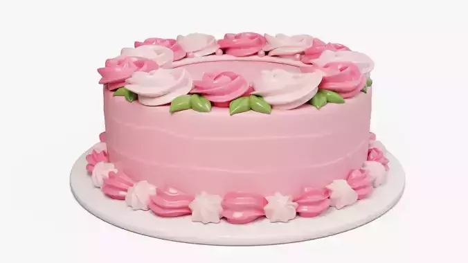 Flower Cake Set 3D model 3