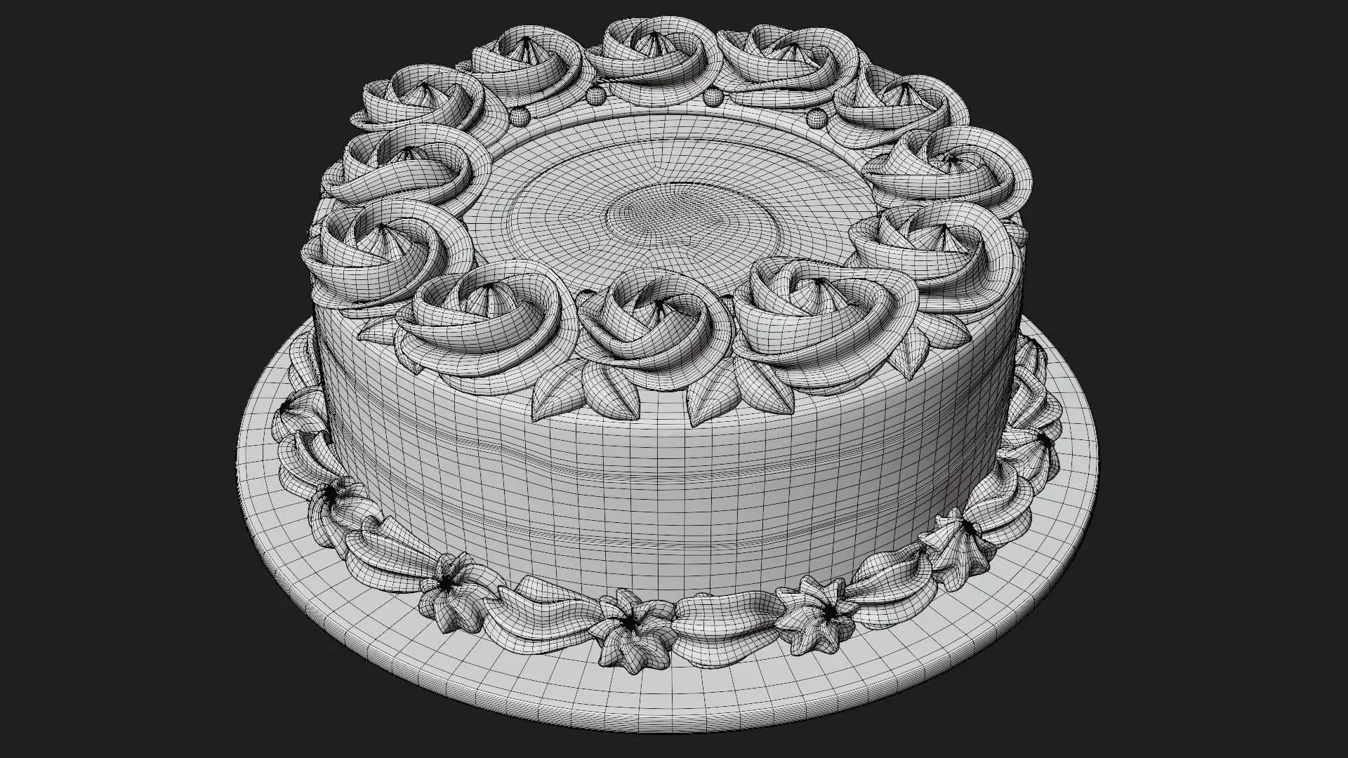 Flower Cake Set 3D model_8
