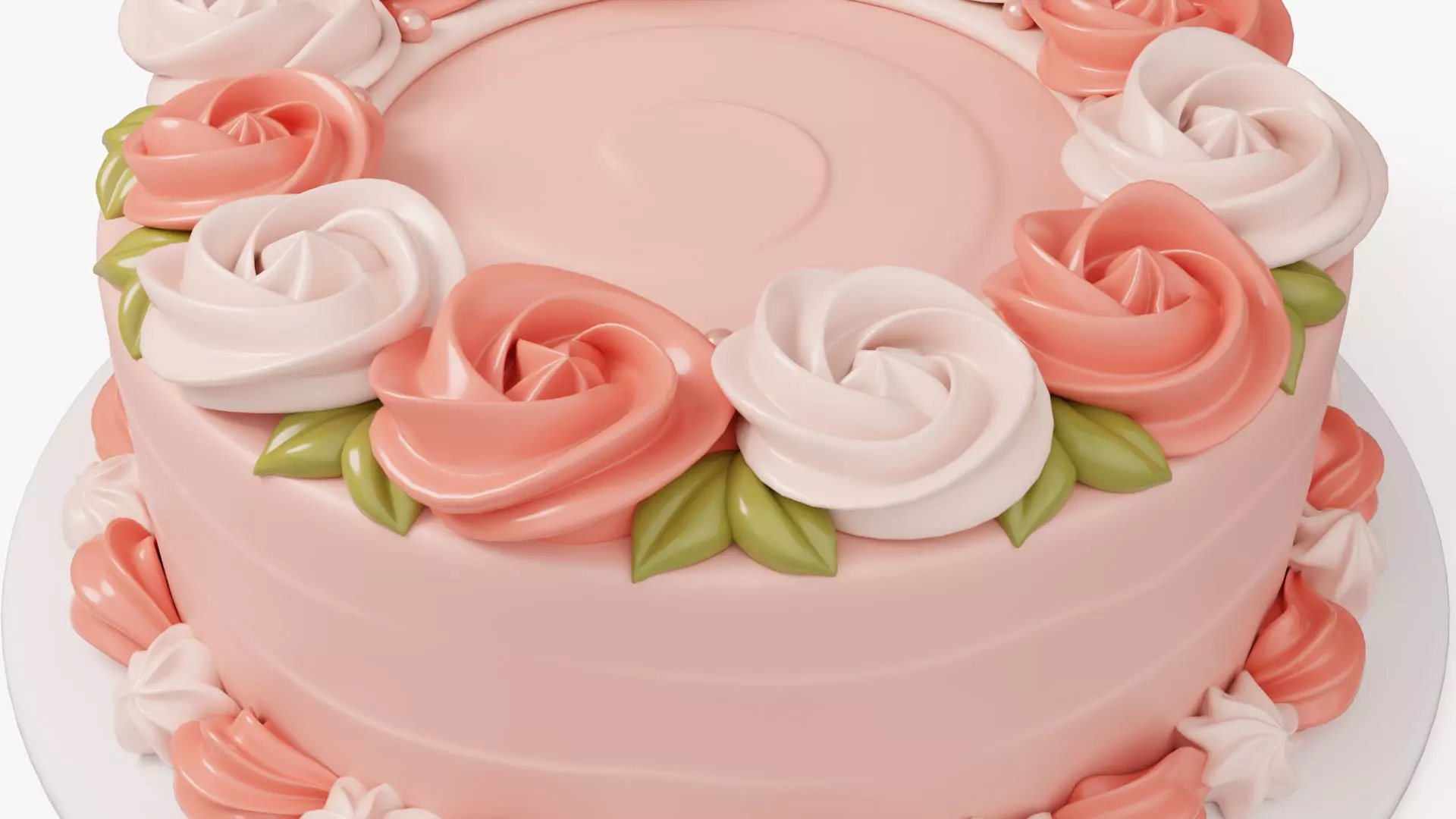 Flower Cake Set 3D model_5