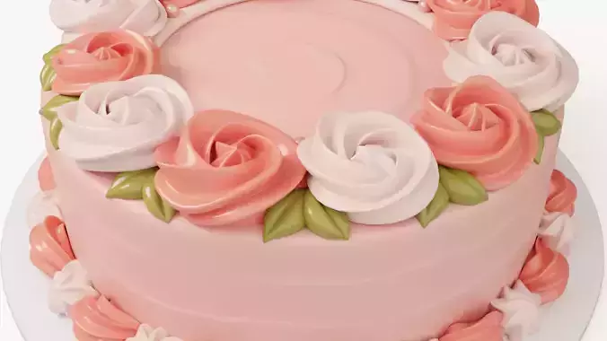 Flower Cake Set 3D model 5