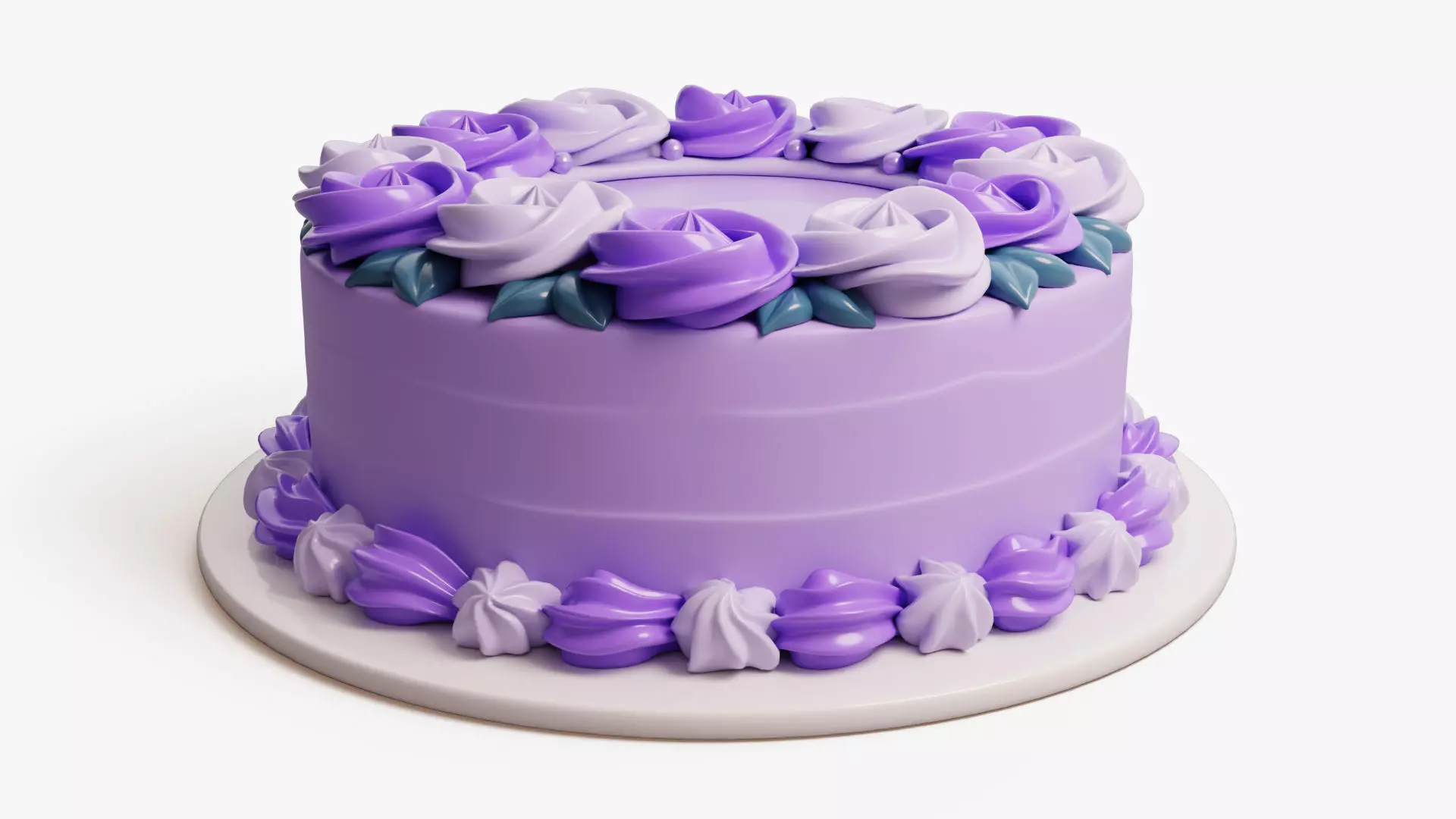 Flower Cake Set 3D model_6