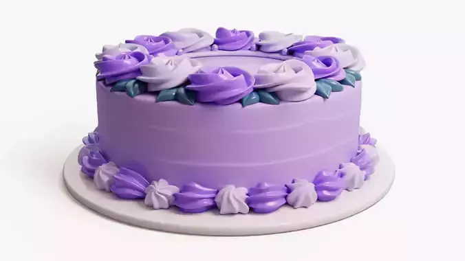 Flower Cake Set 3D model 6