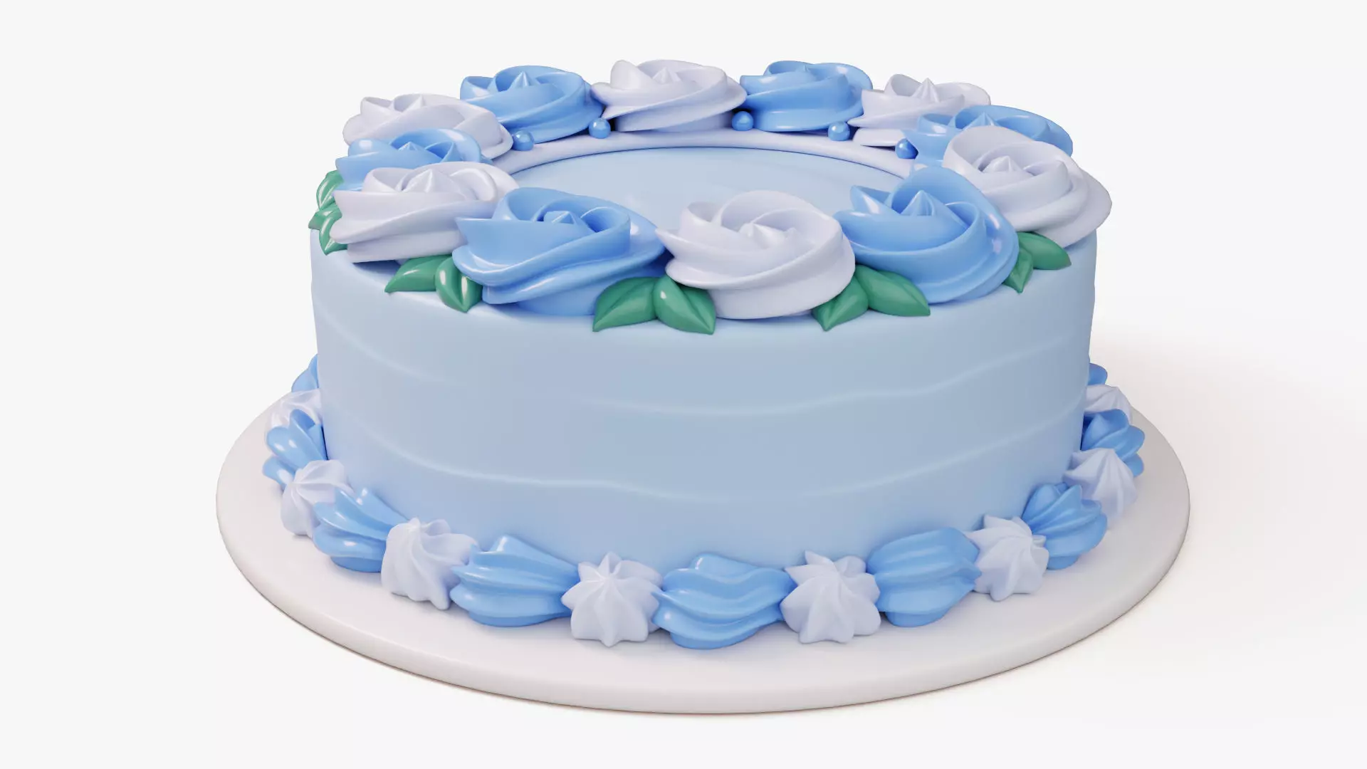 Flower Cake Set 3D model_7