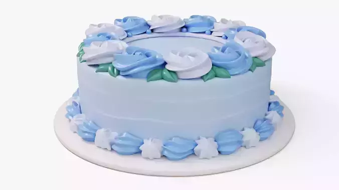 Flower Cake Set 3D model 7