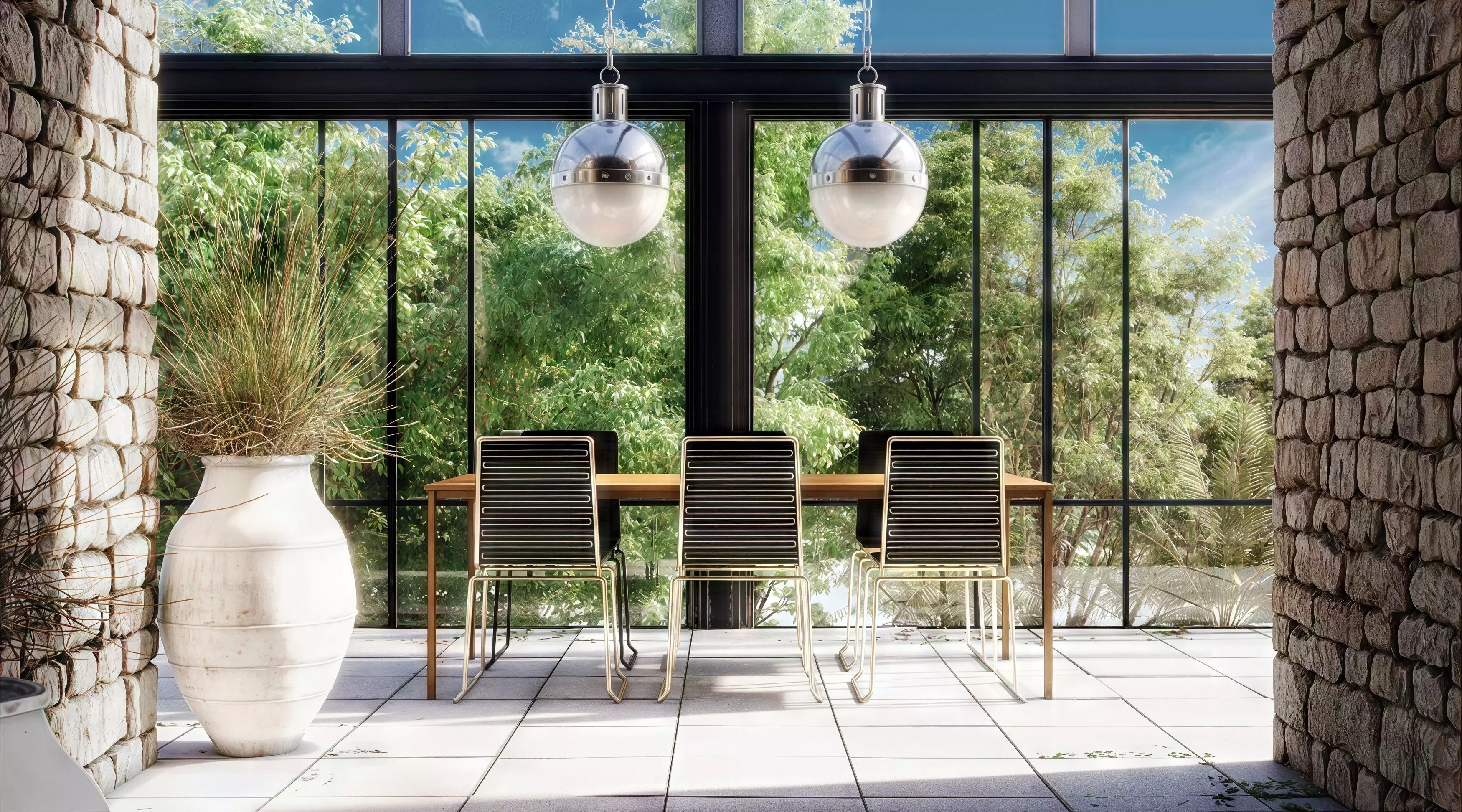 Geoffrey Single Light Glass Steel Dimmable Pendant Low-poly 3D model_0