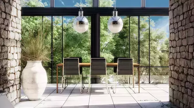 Geoffrey Single Light Glass Steel Dimmable Pendant