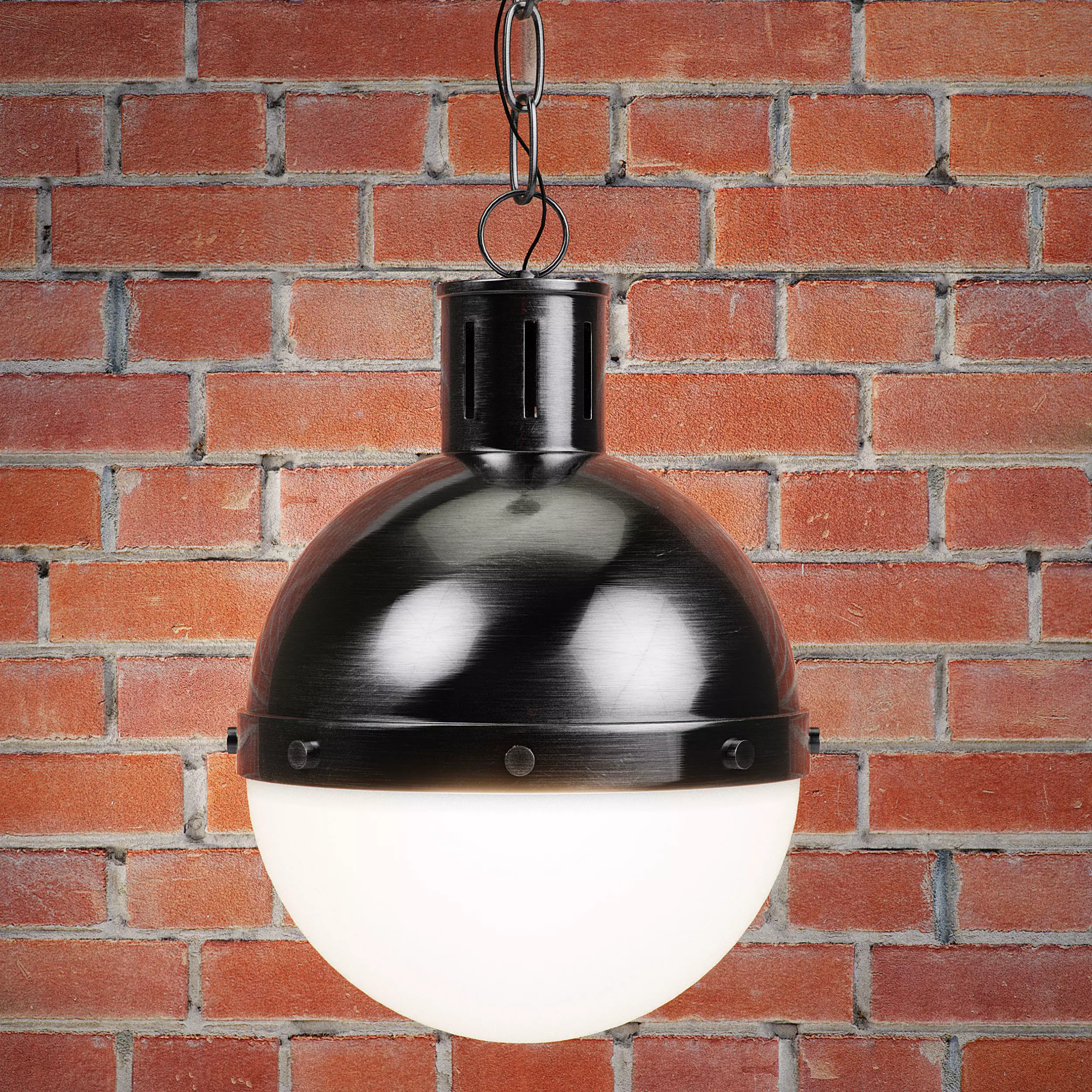 Geoffrey Single Light Glass Steel Dimmable Pendant Low-poly 3D model_3