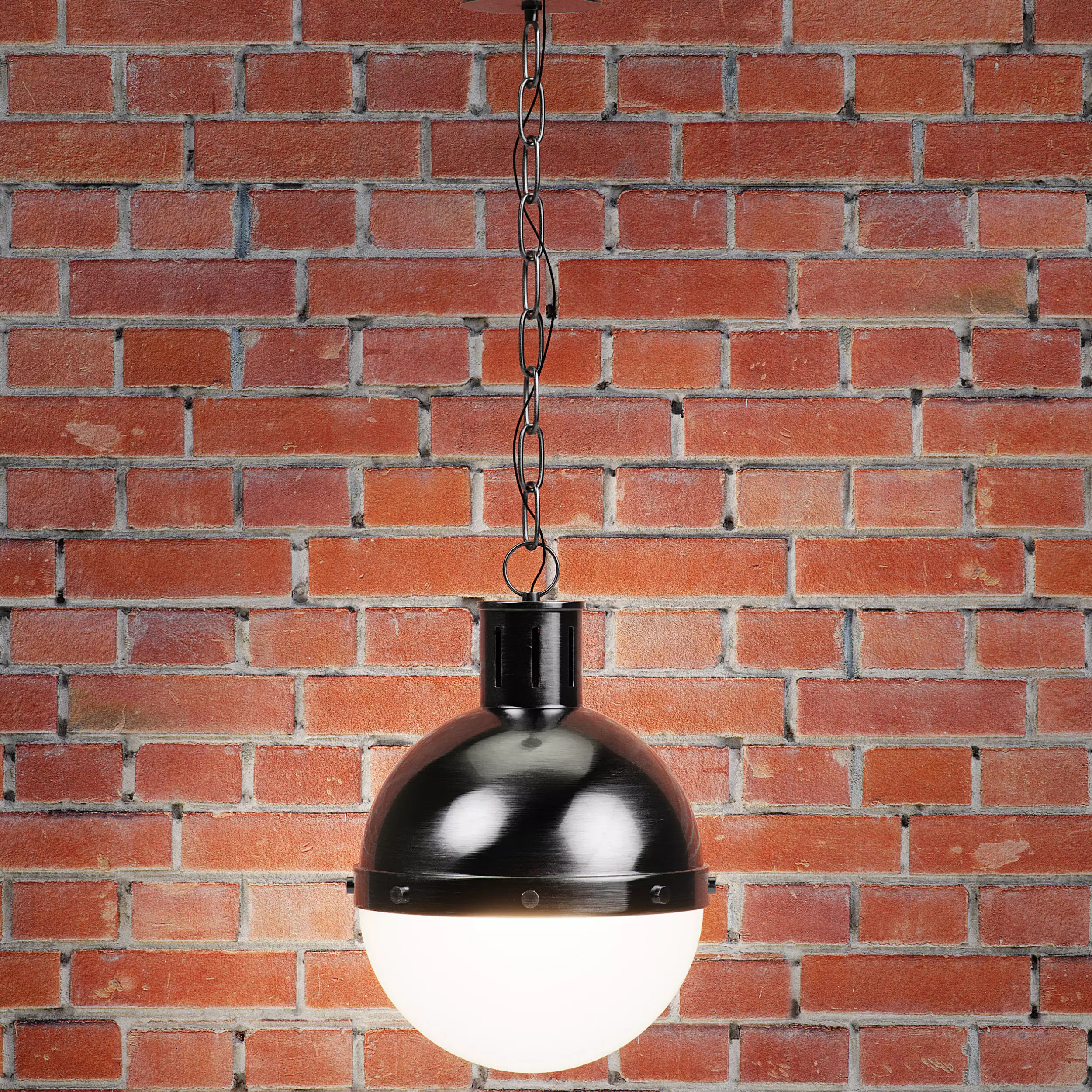 Geoffrey Single Light Glass Steel Dimmable Pendant Low-poly 3D model_2