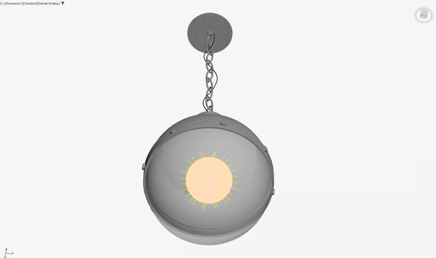 Geoffrey Single Light Glass Steel Dimmable Pendant Low-poly 3D model_10