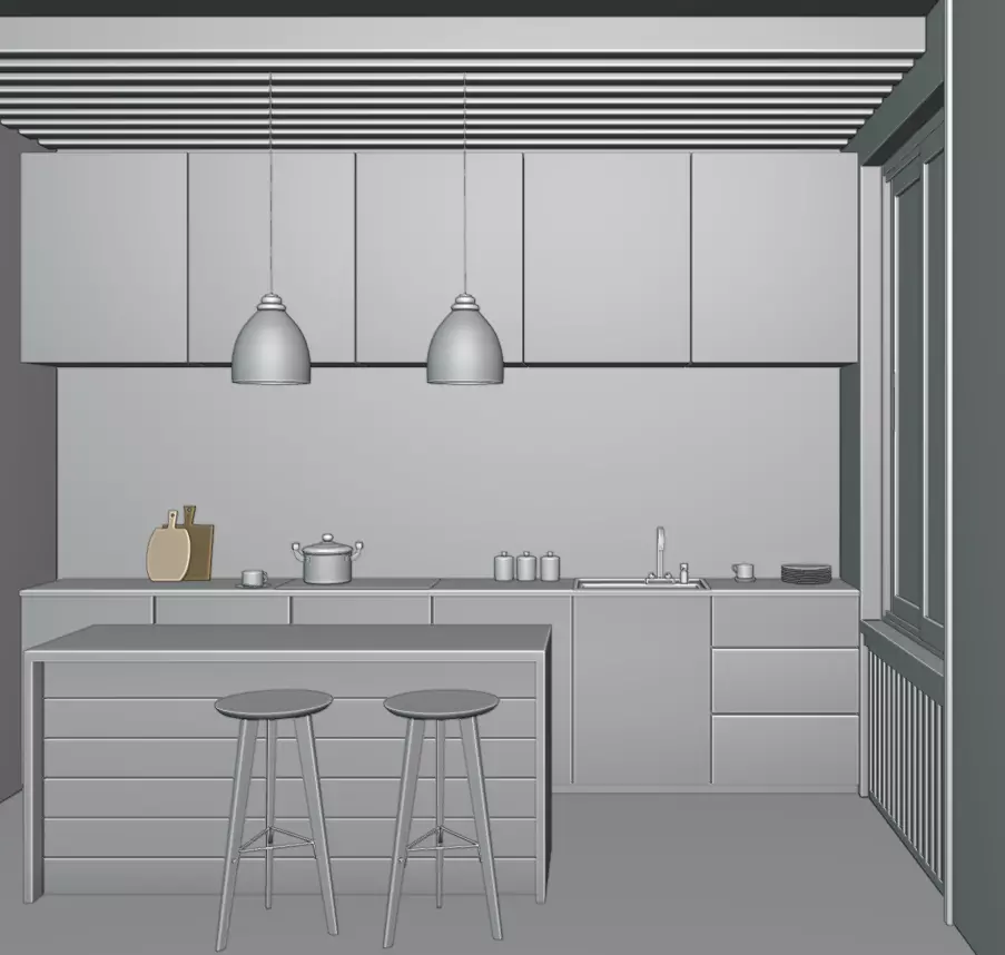 Modern Minimalist Kitchen  Free 3D model_13