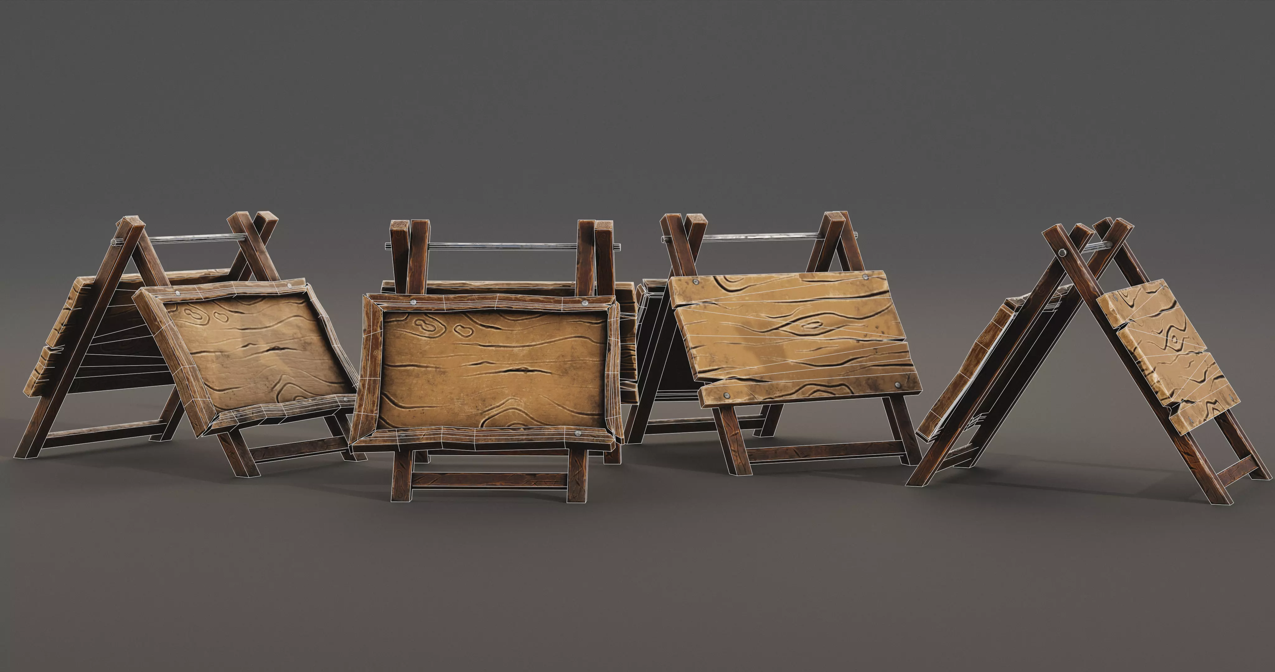 Stylized Medieval Signboards Game Ready Prop Pack 18 PEACES Low-poly 3D model_51