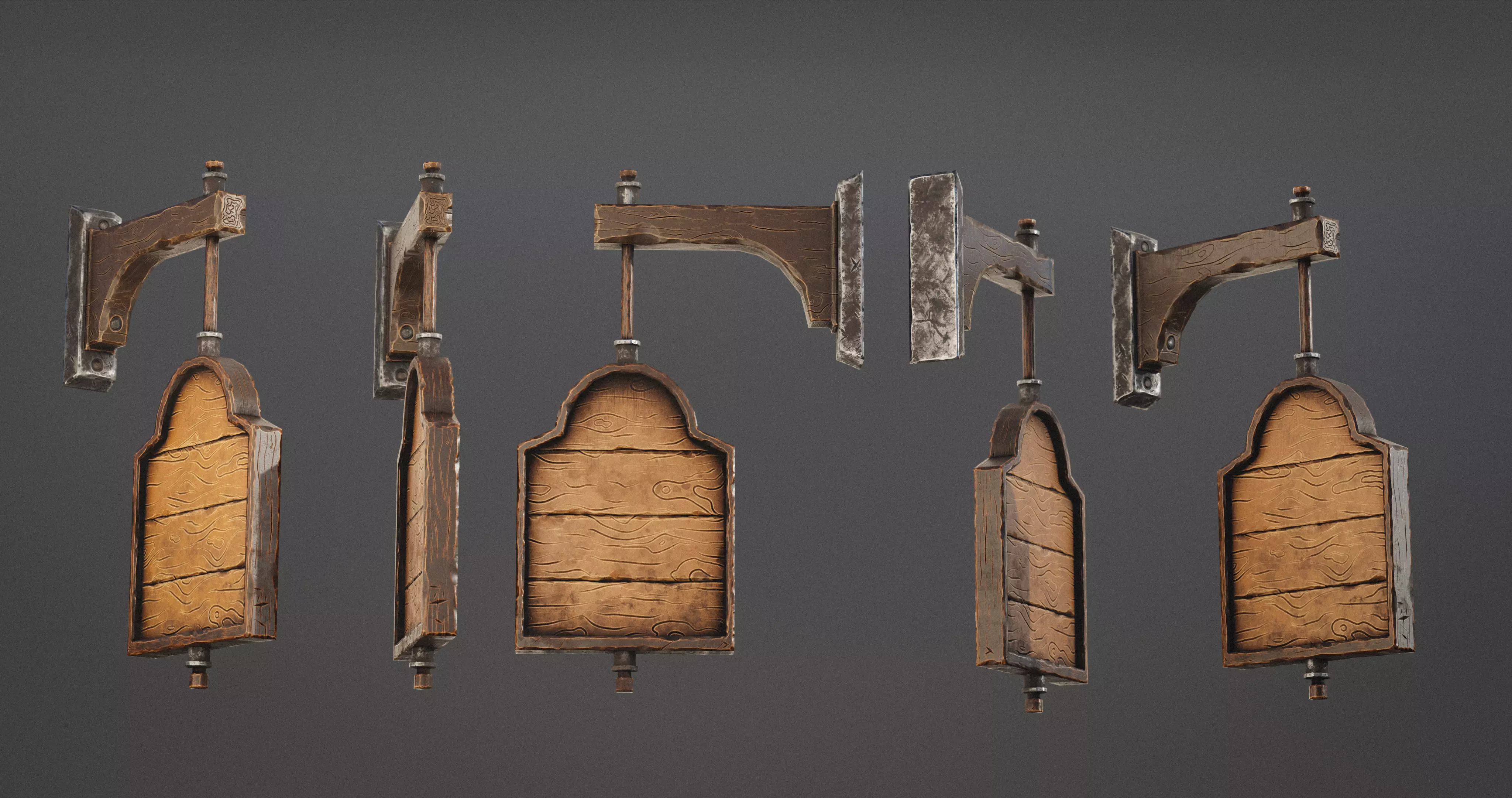 Stylized Medieval Signboards Game Ready Prop Pack 18 PEACES Low-poly 3D model_70