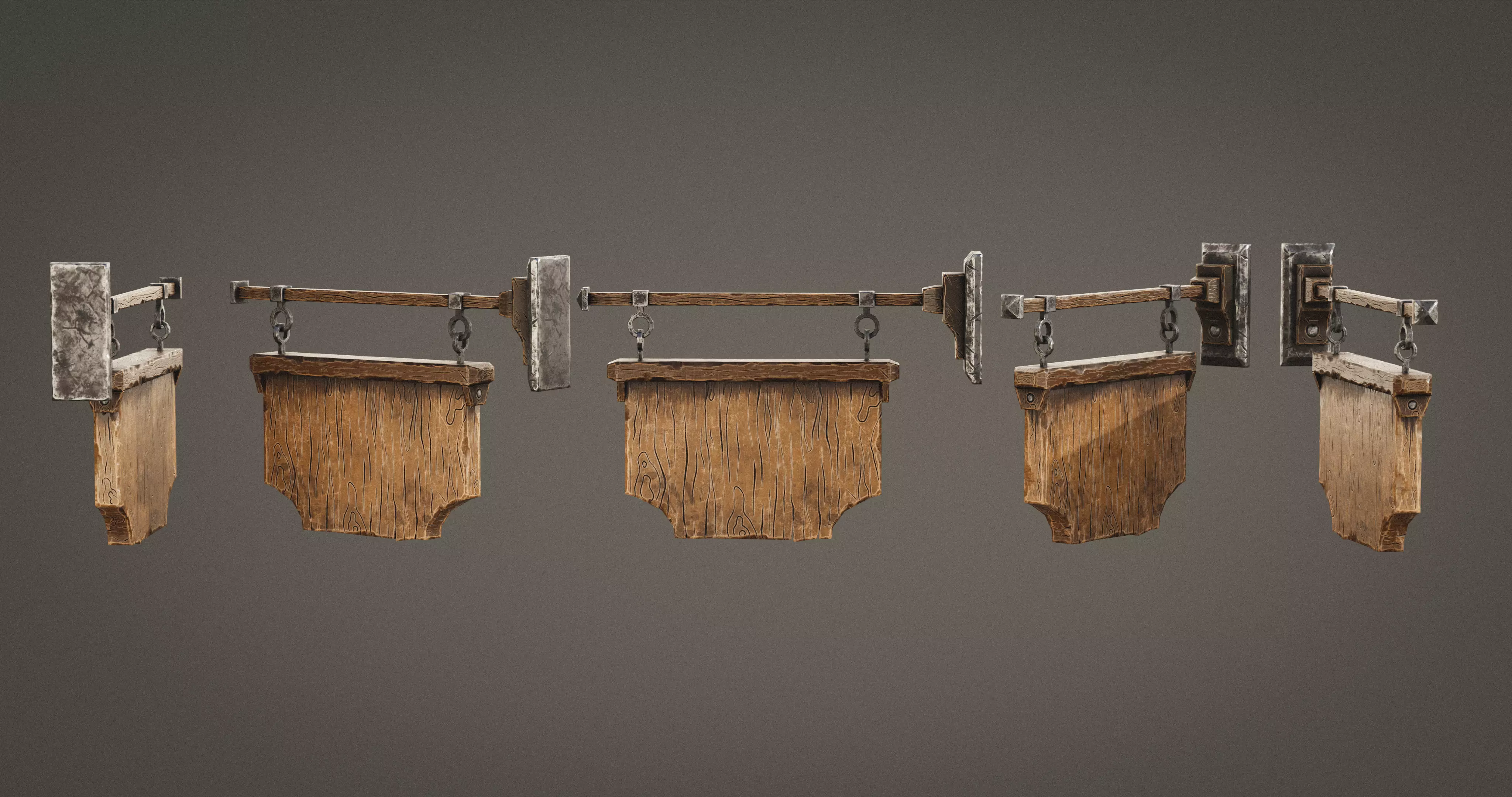 Stylized Medieval Signboards Game Ready Prop Pack 18 PEACES Low-poly 3D model_75