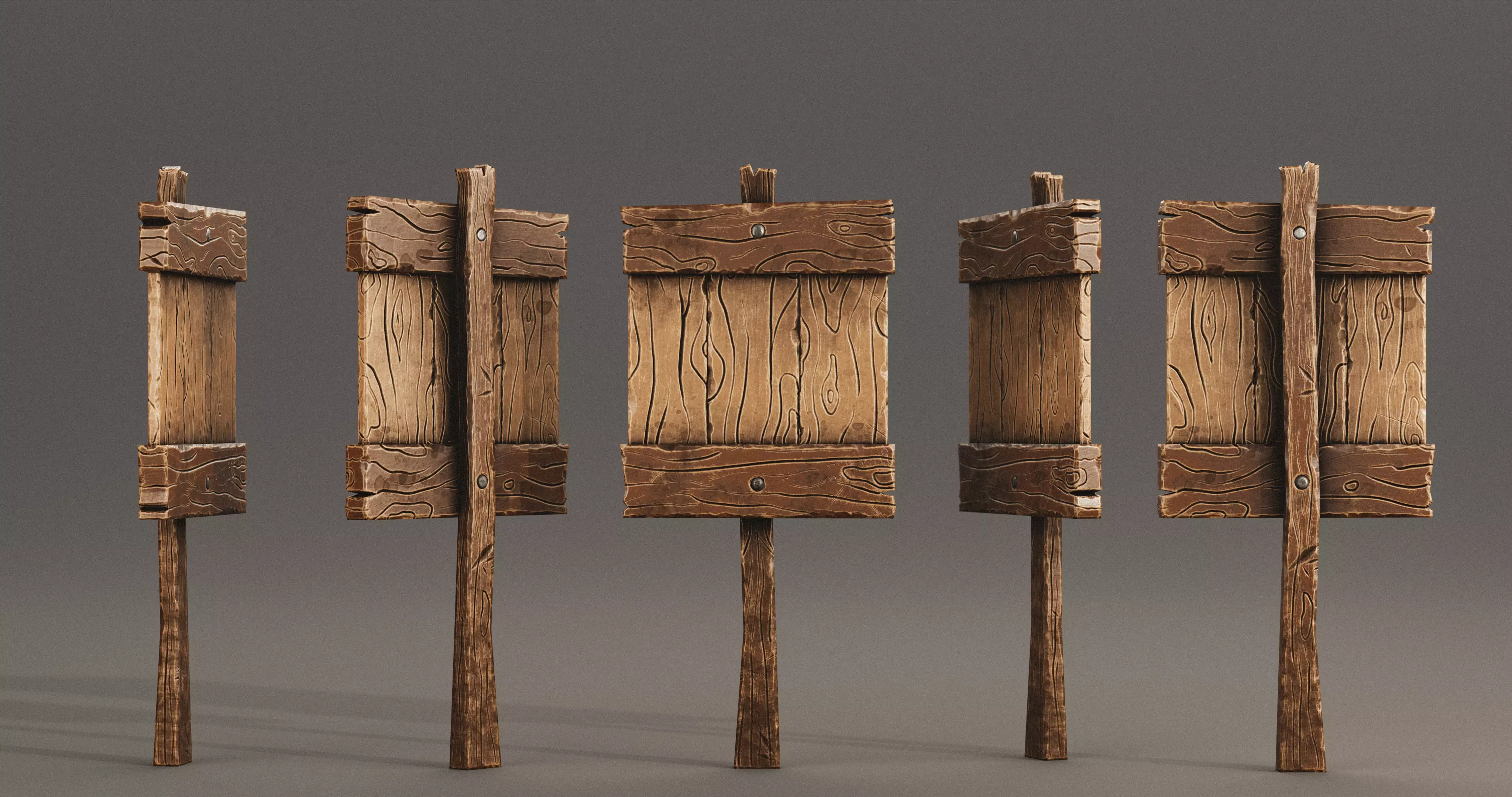 Stylized Medieval Signboards Game Ready Prop Pack 18 PEACES Low-poly 3D model_34