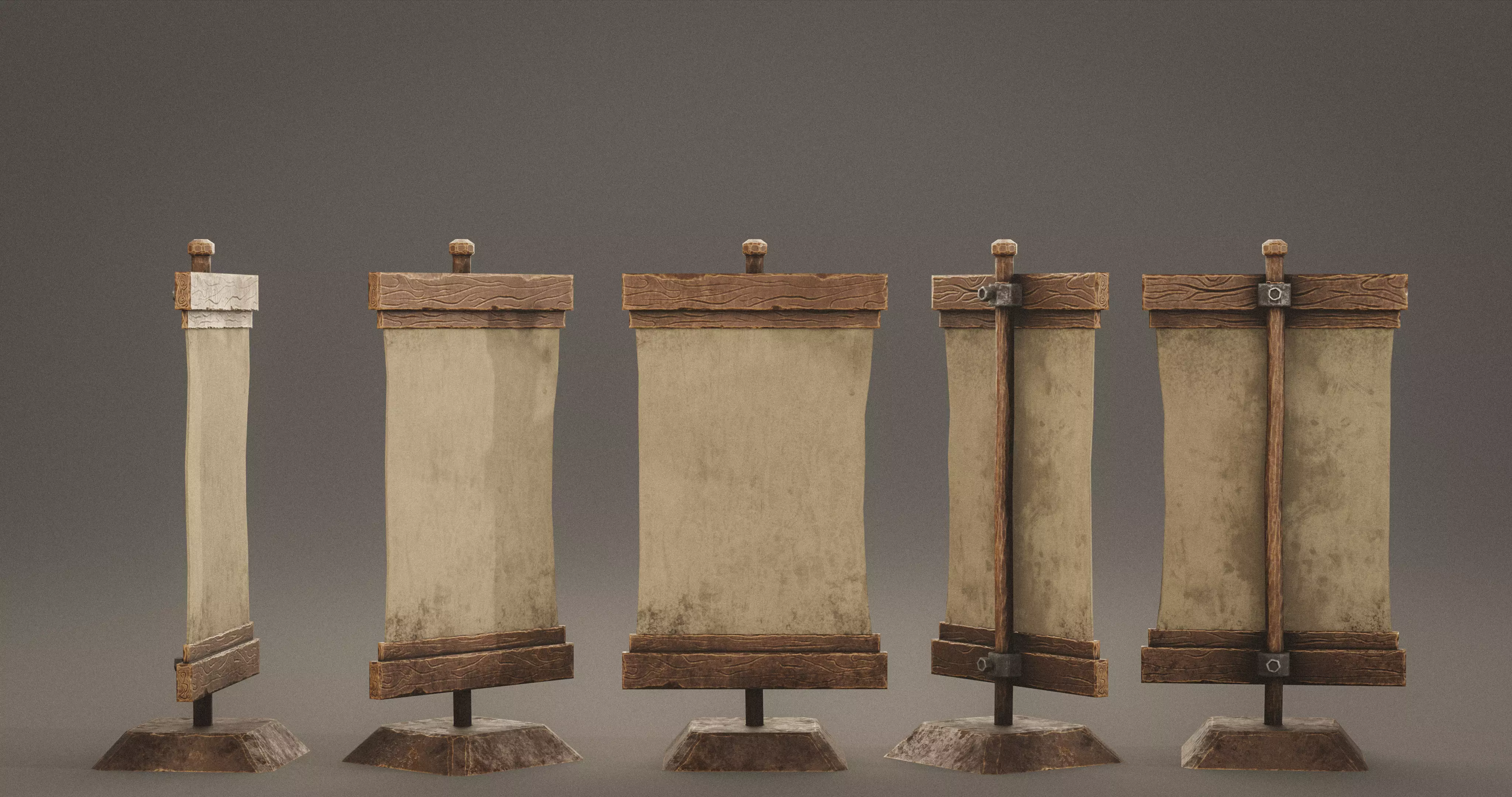 Stylized Medieval Signboards Game Ready Prop Pack 18 PEACES Low-poly 3D model_98